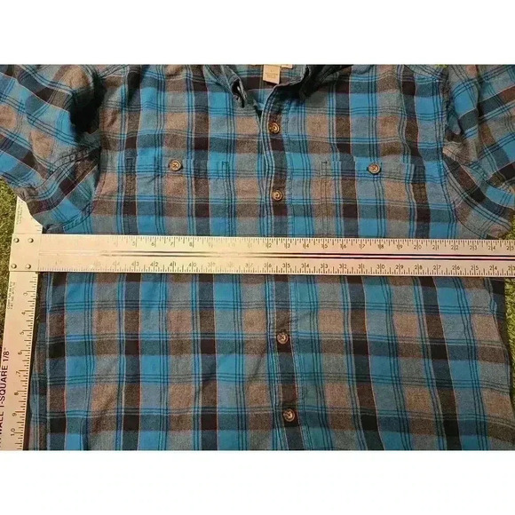 Duluth Trading Shirt Adult Large Blue Plaid Heavy Cotton - Picture 4 of 6